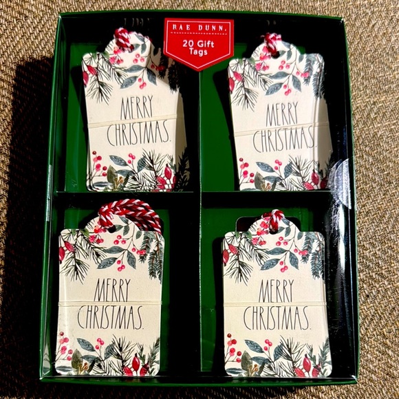 NWT Rae Dunn Holiday Christmas Gift Tags Set 20 Count 1 Box Assorted Designs - Picture 1 of 2